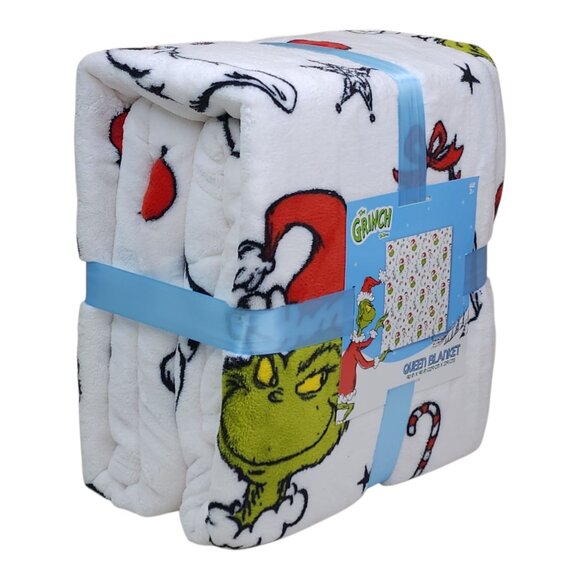 Dr. Seuss The Grinch Plush Blanket Queen 90" X 90" Christmas Holiday Gifts - Picture 6 of 10